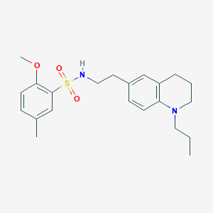 molecular formula C22H30N2O3S B2630791 2-methoxy-5-methyl-N-(2-(1-propyl-1,2,3,4-tetrahydroquinolin-6-yl)ethyl)benzenesulfonamide CAS No. 955533-52-5