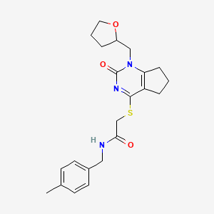 molecular formula C22H27N3O3S B2630794 N-(4-methylbenzyl)-2-((2-oxo-1-((tetrahydrofuran-2-yl)methyl)-2,5,6,7-tetrahydro-1H-cyclopenta[d]pyrimidin-4-yl)thio)acetamide CAS No. 899993-44-3