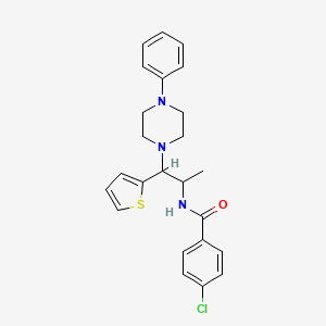 4-chloro-N-[1-(4-phenylpiperazin-1-yl)-1-(thiophen-2-yl)propan-2-yl]benzamide