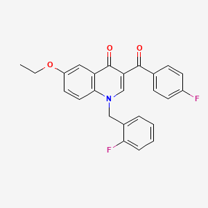 molecular formula C25H19F2NO3 B2630830 6-乙氧基-3-(4-氟苯甲酰基)-1-[(2-氟苯基)甲基]喹啉-4-酮 CAS No. 866350-35-8