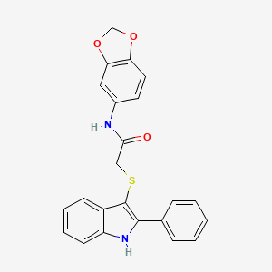 N-(1,3-benzodioxol-5-yl)-2-[(2-phenyl-1H-indol-3-yl)sulfanyl]acetamide