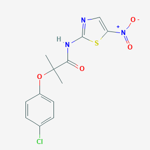 molecular formula C13H12ClN3O4S B263086 2-(4-chlorophenoxy)-2-methyl-N-(5-nitro-1,3-thiazol-2-yl)propanamide 