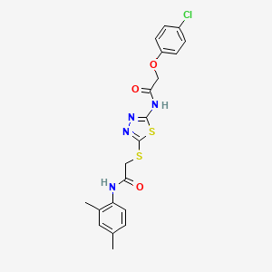 molecular formula C20H19ClN4O3S2 B2630866 2-(4-chlorophenoxy)-N-[5-[2-(2,4-dimethylanilino)-2-oxoethyl]sulfanyl-1,3,4-thiadiazol-2-yl]acetamide CAS No. 392295-52-2