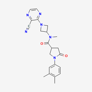 molecular formula C22H24N6O2 B2630868 N-[1-(3-Cyanopyrazin-2-yl)azetidin-3-yl]-1-(3,4-dimethylphenyl)-N-methyl-5-oxopyrrolidine-3-carboxamide CAS No. 2380177-73-9