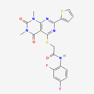 N-(2,4-difluorophenyl)-2-((6,8-dimethyl-5,7-dioxo-2-(thiophen-2-yl)-5,6,7,8-tetrahydropyrimido[4,5-d]pyrimidin-4-yl)thio)acetamide