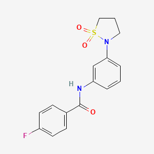 molecular formula C16H15FN2O3S B2630893 N-(3-(1,1-二氧化异噻唑烷-2-基)苯基)-4-氟苯甲酰胺 CAS No. 941974-96-5