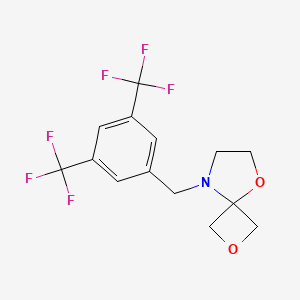 molecular formula C14H13F6NO2 B2630895 8-(3,5-双(三氟甲基)苄基)-2,5-二氧杂-8-氮杂螺[3.4]辛烷 CAS No. 1556097-36-9