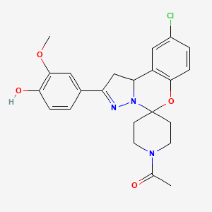 1-(9-Chloro-2-(4-hydroxy-3-methoxyphenyl)-1,10b-dihydrospiro[benzo[e]pyrazolo[1,5-c][1,3]oxazine-5,4'-piperidin]-1'-yl)ethanone