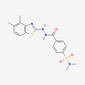 molecular formula C18H20N4O3S2 B2630898 4-(2-(4,5-二甲基苯并[d]噻唑-2-基)肼羰基)-N,N-二甲基苯磺酰胺 CAS No. 851980-46-6