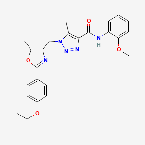 molecular formula C25H27N5O4 B2630908 1-((2-(4-isopropoxyphenyl)-5-methyloxazol-4-yl)methyl)-N-(2-methoxyphenyl)-5-methyl-1H-1,2,3-triazole-4-carboxamide CAS No. 946371-58-0