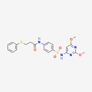 molecular formula C21H22N4O5S2 B2630917 N-[4-[(2,6-dimethoxypyrimidin-4-yl)sulfamoyl]phenyl]-3-phenylsulfanylpropanamide CAS No. 333747-35-6