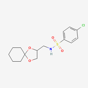 molecular formula C15H20ClNO4S B2630938 N-(1,4-dioxaspiro[4.5]decan-2-ylmethyl)-4-chlorobenzenesulfonamide CAS No. 899730-31-5
