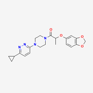 molecular formula C21H24N4O4 B2630943 2-(2H-1,3-benzodioxol-5-yloxy)-1-[4-(6-cyclopropylpyridazin-3-yl)piperazin-1-yl]propan-1-one CAS No. 2034233-46-8