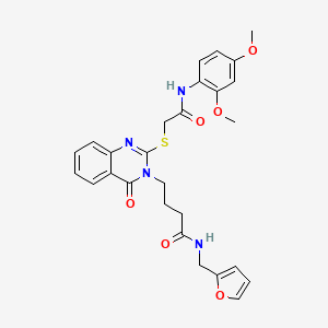 molecular formula C27H28N4O6S B2630945 4-[2-[2-(2,4-dimethoxyanilino)-2-oxoethyl]sulfanyl-4-oxoquinazolin-3-yl]-N-(furan-2-ylmethyl)butanamide CAS No. 451465-32-0