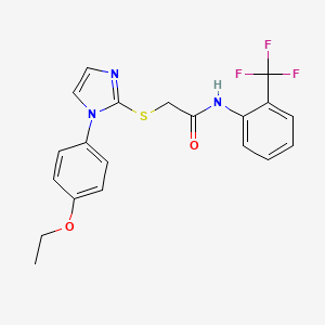 molecular formula C20H18F3N3O2S B2630950 2-[1-(4-乙氧苯基)咪唑-2-基]硫代基-N-[2-(三氟甲基)苯基]乙酰胺 CAS No. 688336-24-5