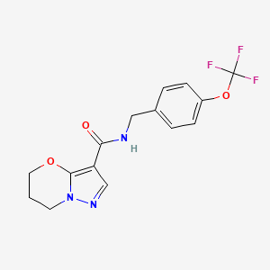 molecular formula C15H14F3N3O3 B2630960 N-(4-(trifluoromethoxy)benzyl)-6,7-dihydro-5H-pyrazolo[5,1-b][1,3]oxazine-3-carboxamide CAS No. 1428366-49-7