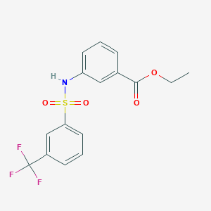 molecular formula C16H14F3NO4S B263097 Ethyl 3-({[3-(trifluoromethyl)phenyl]sulfonyl}amino)benzoate 