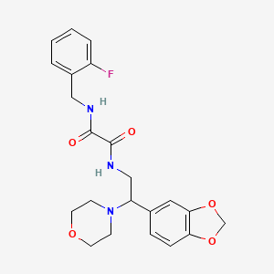 molecular formula C22H24FN3O5 B2630972 N-[2-(1,3-benzodioxol-5-yl)-2-morpholin-4-ylethyl]-N'-(2-fluorobenzyl)ethanediamide CAS No. 896334-56-8