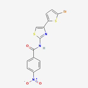 molecular formula C14H8BrN3O3S2 B2630977 N-[4-(5-溴噻吩-2-基)-1,3-噻唑-2-基]-4-硝基苯甲酰胺 CAS No. 391229-54-2