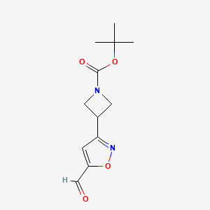 molecular formula C12H16N2O4 B2630978 叔丁基 3-(5-甲酰-1,2-恶唑-3-基)氮杂环丁烷-1-羧酸酯 CAS No. 1864058-39-8