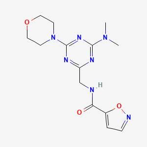 molecular formula C14H19N7O3 B2630982 N-((4-(dimethylamino)-6-morpholino-1,3,5-triazin-2-yl)methyl)isoxazole-5-carboxamide CAS No. 2034210-42-7