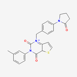 molecular formula C24H21N3O3S B2630989 3-(3-methylphenyl)-1-{[4-(2-oxopyrrolidin-1-yl)phenyl]methyl}-1H,2H,3H,4H-thieno[3,2-d]pyrimidine-2,4-dione CAS No. 1326869-80-0