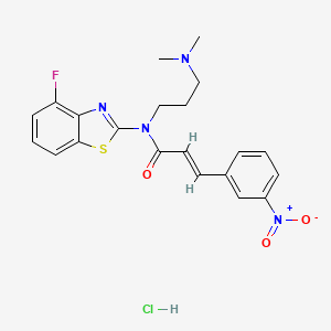 molecular formula C21H22ClFN4O3S B2631027 (E)-N-(3-(二甲氨基)丙基)-N-(4-氟苯并[d]噻唑-2-基)-3-(3-硝基苯基)丙烯酰胺盐酸盐 CAS No. 1322034-54-7