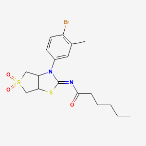 (Z)-N-(3-(4-bromo-3-methylphenyl)-5,5-dioxidotetrahydrothieno[3,4-d]thiazol-2(3H)-ylidene)hexanamide