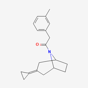 molecular formula C19H23NO B2631034 1-{3-环丙基亚烷基-8-氮杂双环[3.2.1]辛烷-8-基}-2-(3-甲基苯基)乙酮-1 CAS No. 2195879-19-5