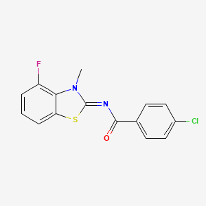 molecular formula C15H10ClFN2OS B2631039 4-chloro-N-(4-fluoro-3-methyl-1,3-benzothiazol-2-ylidene)benzamide CAS No. 868371-00-0