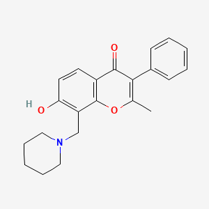 molecular formula C22H23NO3 B2631041 7-hydroxy-2-methyl-3-phenyl-8-(piperidin-1-ylmethyl)-4H-chromen-4-one CAS No. 122766-05-6