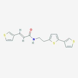 molecular formula C17H15NOS3 B2631042 (2E)-N-(2-{[2,3'-bithiophene]-5-yl}ethyl)-3-(thiophen-3-yl)prop-2-enamide CAS No. 2097939-45-0