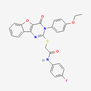 2-((3-(4-ethoxyphenyl)-4-oxo-3,4-dihydrobenzofuro[3,2-d]pyrimidin-2-yl)thio)-N-(4-fluorophenyl)acetamide