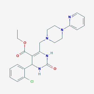 molecular formula C23H26ClN5O3 B2631075 Ethyl 4-(2-chlorophenyl)-2-oxo-6-{[4-(pyridin-2-yl)piperazin-1-yl]methyl}-1,2,3,4-tetrahydropyrimidine-5-carboxylate CAS No. 1261017-67-7