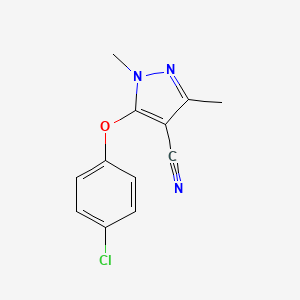 molecular formula C12H10ClN3O B2631092 5-(4-chlorophenoxy)-1,3-dimethyl-1H-pyrazole-4-carbonitrile CAS No. 956372-08-0