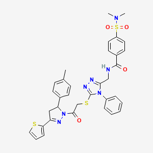 4-(dimethylsulfamoyl)-N-[[5-[2-[3-(4-methylphenyl)-5-thiophen-2-yl-3,4-dihydropyrazol-2-yl]-2-oxoethyl]sulfanyl-4-phenyl-1,2,4-triazol-3-yl]methyl]benzamide