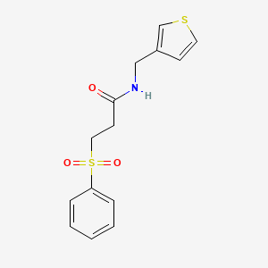 molecular formula C14H15NO3S2 B2631119 3-(phenylsulfonyl)-N-(thiophen-3-ylmethyl)propanamide CAS No. 1207019-99-5