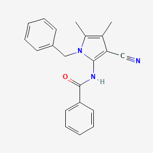 molecular formula C21H19N3O B2631148 N-(1-benzyl-3-cyano-4,5-dimethyl-1H-pyrrol-2-yl)benzenecarboxamide CAS No. 478032-89-2