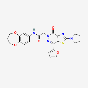 N-(3,4-dihydro-2H-benzo[b][1,4]dioxepin-7-yl)-2-(7-(furan-2-yl)-4-oxo-2-(pyrrolidin-1-yl)thiazolo[4,5-d]pyridazin-5(4H)-yl)acetamide