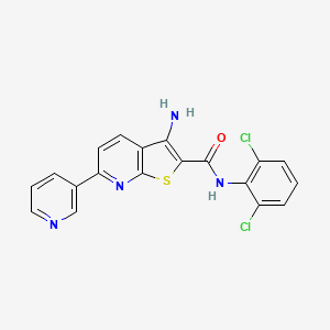 molecular formula C19H12Cl2N4OS B2631167 3-amino-N-(2,6-dichlorophenyl)-6-(pyridin-3-yl)thieno[2,3-b]pyridine-2-carboxamide CAS No. 625370-72-1