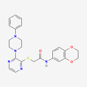 molecular formula C24H25N5O3S B2631176 N-(2,3-dihydro-1,4-benzodioxin-6-yl)-2-{[3-(4-phenylpiperazin-1-yl)pyrazin-2-yl]thio}acetamide CAS No. 1031975-70-8