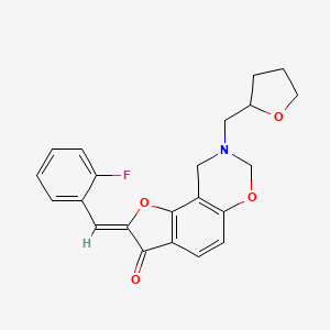 (Z)-2-(2-fluorobenzylidene)-8-((tetrahydrofuran-2-yl)methyl)-8,9-dihydro-2H-benzofuro[7,6-e][1,3]oxazin-3(7H)-one