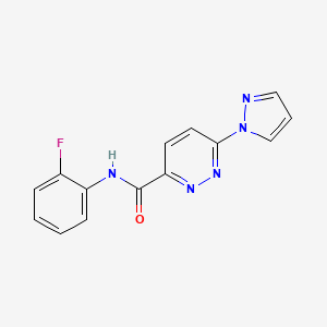 molecular formula C14H10FN5O B2631183 N-(2-氟苯基)-6-(1H-吡唑-1-基)嘧啶-3-甲酰胺 CAS No. 1351632-72-8