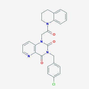 molecular formula C25H21ClN4O3 B2631186 3-(4-chlorobenzyl)-1-(2-(3,4-dihydroquinolin-1(2H)-yl)-2-oxoethyl)pyrido[3,2-d]pyrimidine-2,4(1H,3H)-dione CAS No. 923244-07-9