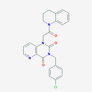 molecular formula C25H21ClN4O3 B2631186 3-(4-氯苄基)-1-(2-(3,4-二氢喹啉-1(2H)-基)-2-氧代乙基)吡啶并[3,2-d]嘧啶-2,4(1H,3H)-二酮 CAS No. 923244-07-9