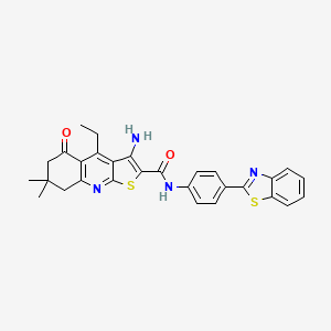3-amino-N-(4-(benzo[d]thiazol-2-yl)phenyl)-4-ethyl-7,7-dimethyl-5-oxo-5,6,7,8-tetrahydrothieno[2,3-b]quinoline-2-carboxamide