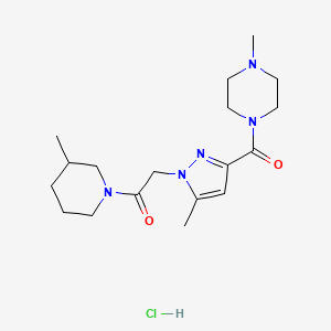 2-(5-methyl-3-(4-methylpiperazine-1-carbonyl)-1H-pyrazol-1-yl)-1-(3-methylpiperidin-1-yl)ethanone hydrochloride