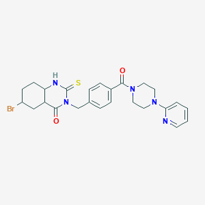 6-Bromo-3-({4-[4-(pyridin-2-yl)piperazine-1-carbonyl]phenyl}methyl)-2-sulfanylidene-1,2,3,4-tetrahydroquinazolin-4-one