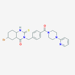 molecular formula C25H22BrN5O2S B2631191 6-Bromo-3-({4-[4-(pyridin-2-yl)piperazine-1-carbonyl]phenyl}methyl)-2-sulfanylidene-1,2,3,4-tetrahydroquinazolin-4-one CAS No. 422287-53-4