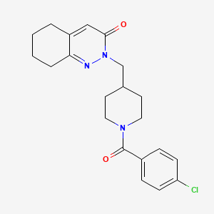 molecular formula C21H24ClN3O2 B2631200 2-[[1-(4-Chlorobenzoyl)piperidin-4-yl]methyl]-5,6,7,8-tetrahydrocinnolin-3-one CAS No. 2320888-53-5